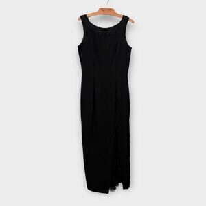 Dave & Johnny 90s Formal Dress High Slit Flowing Train Gown Size 11/12